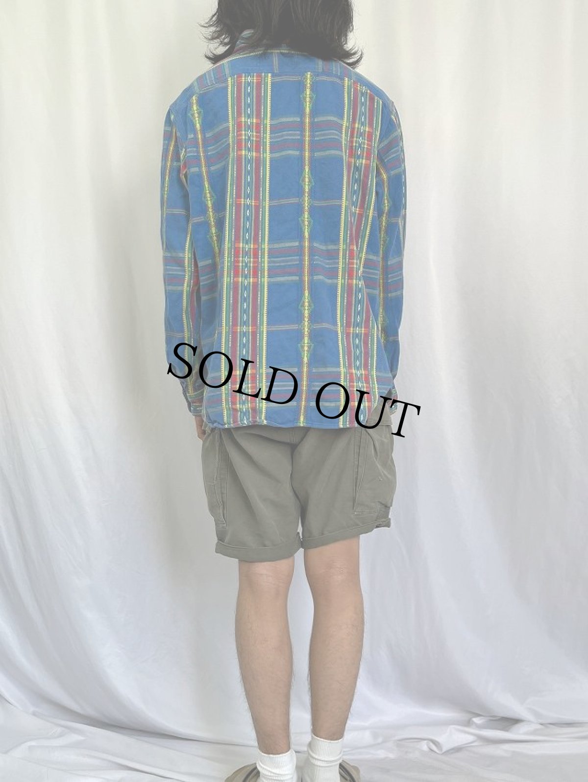 画像4: Ralph Lauren RLX チェック柄 マチ付きヘビーネルシャツ L (4)