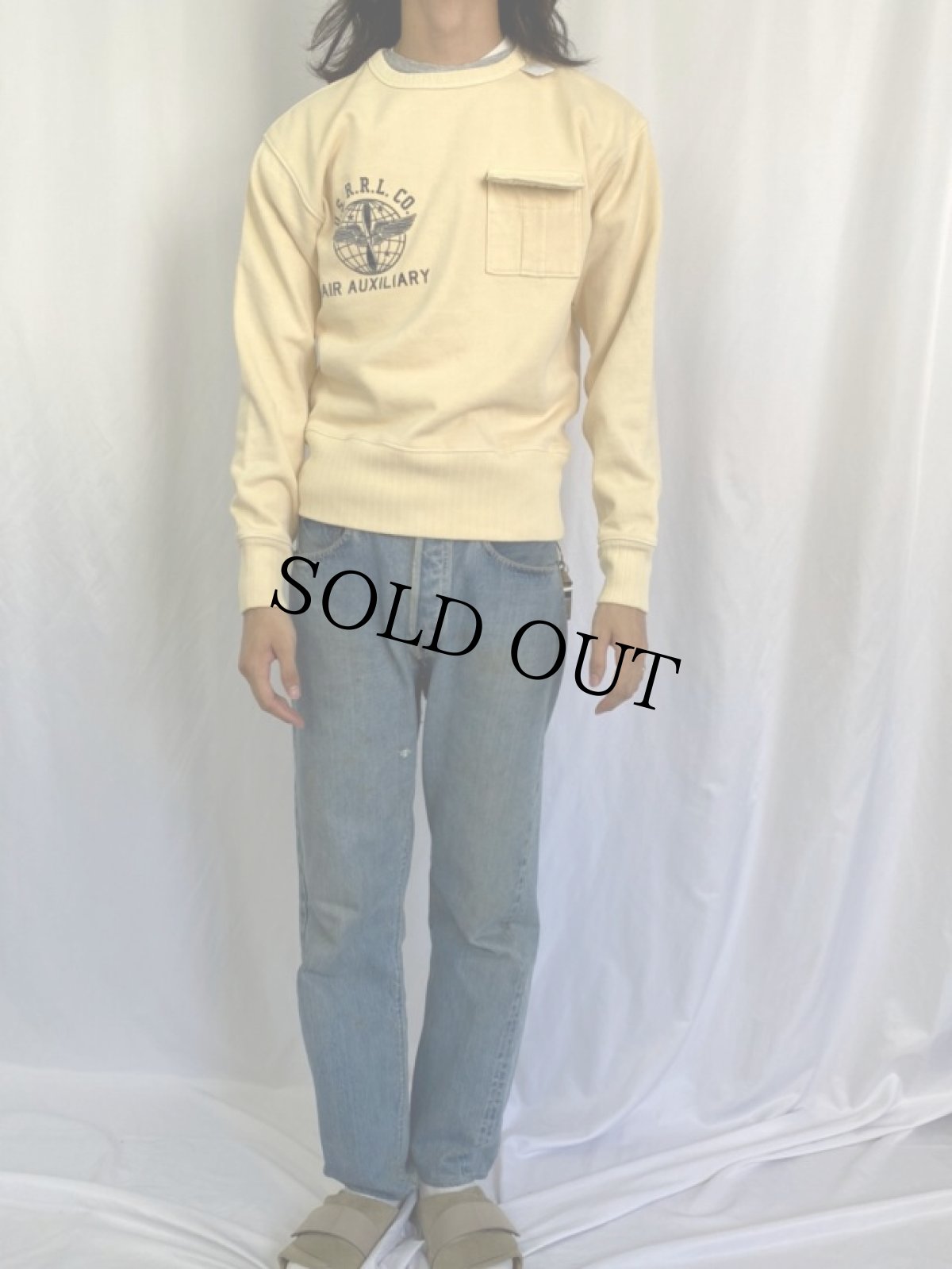 画像2: Ralph Lauren RRL "MILITARY TYPE" フラップポケット付きスウェット S (2)