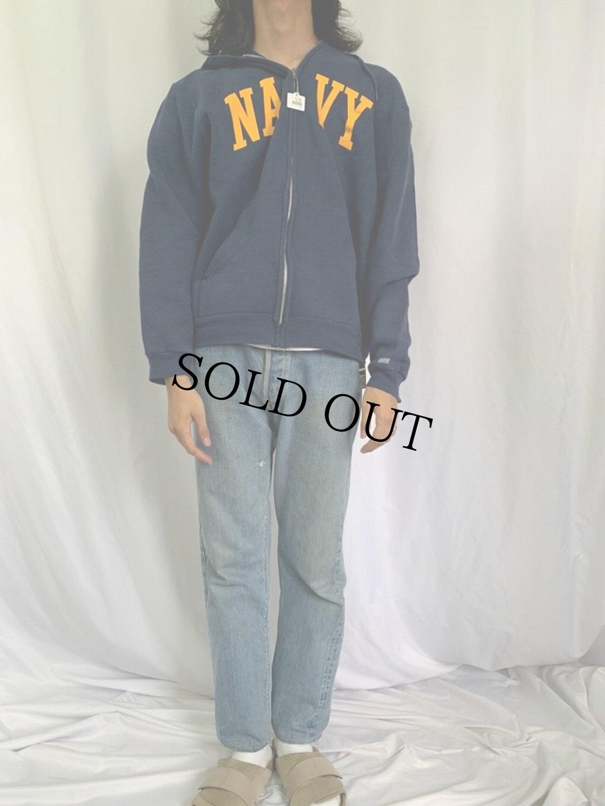 画像2: SOFEE "NAVY" スウェットジップパーカー XL (2)
