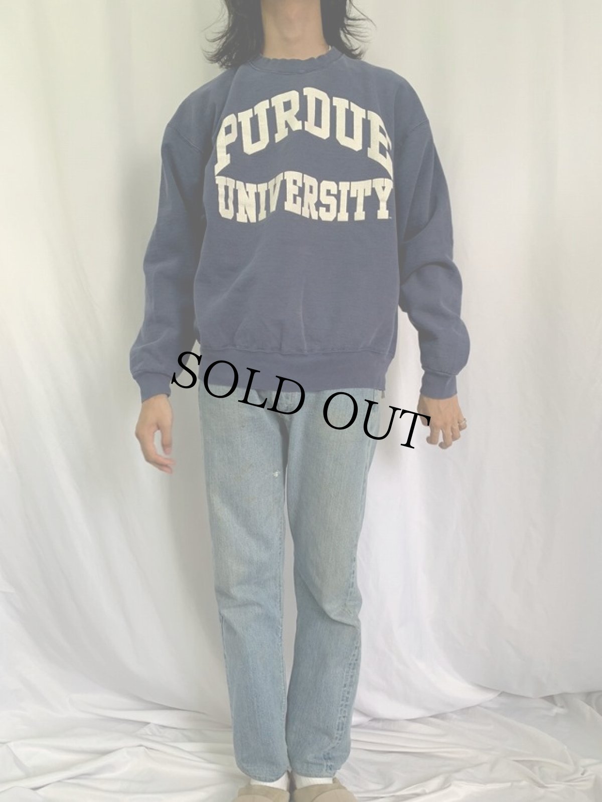 画像2: 90's USA製 "PURDUE UNIVERSITY" プリントスウェット XL (2)