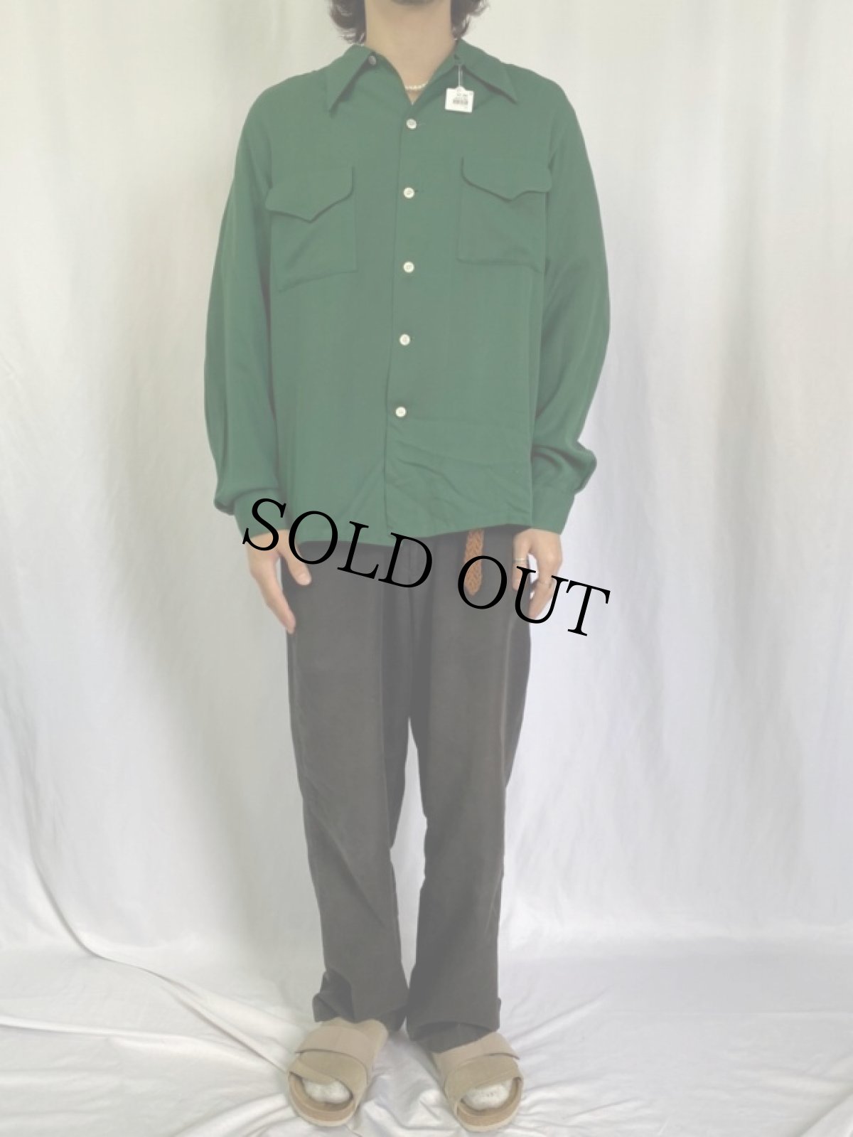 画像2: 50's McGREGOR USA製 レーヨンオープンカラーシャツ ML (2)