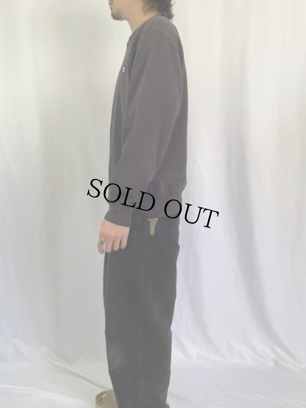 画像3: 80's Champion USA製 トリコタグ 無地スウェット BLACK L (3)