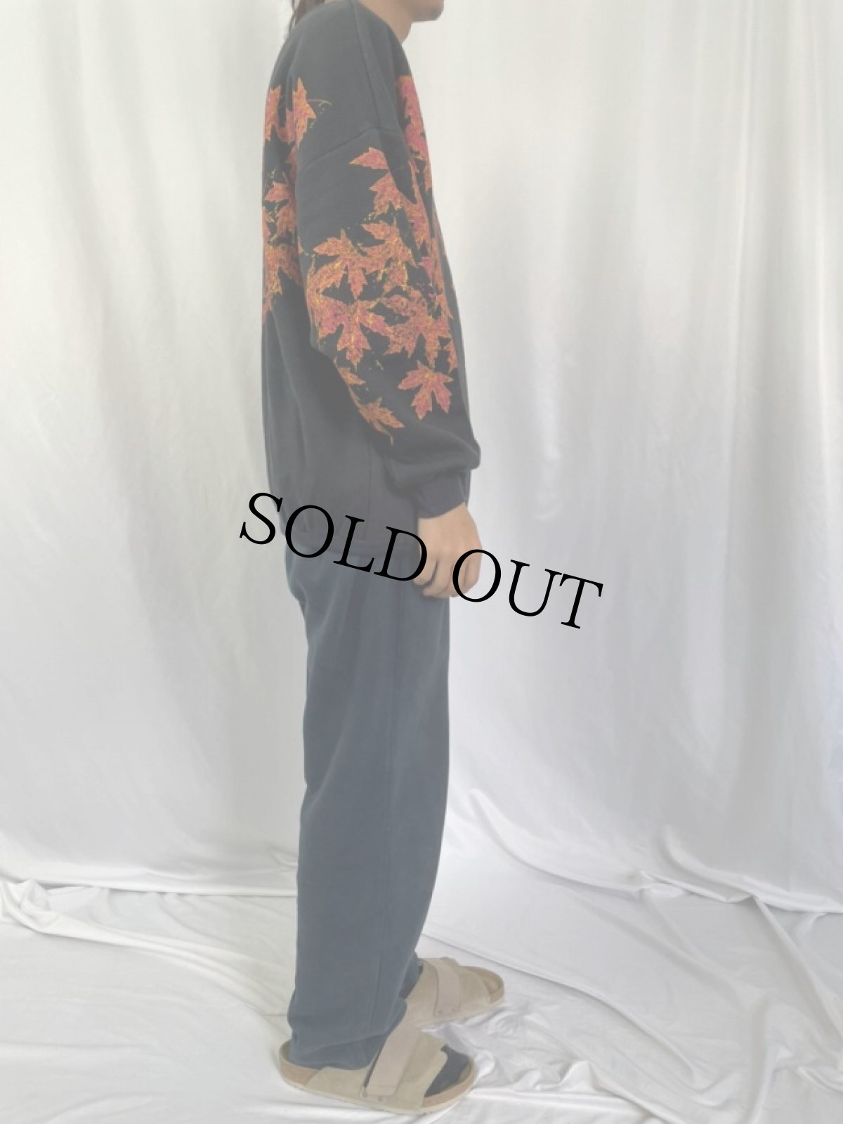 画像3: USA製 もみじ柄プリントスウェット L (3)