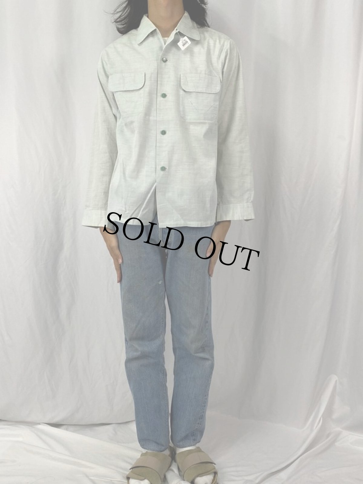 画像2: 50's Nelson Paige オープンカラー コットンシャツ M (2)