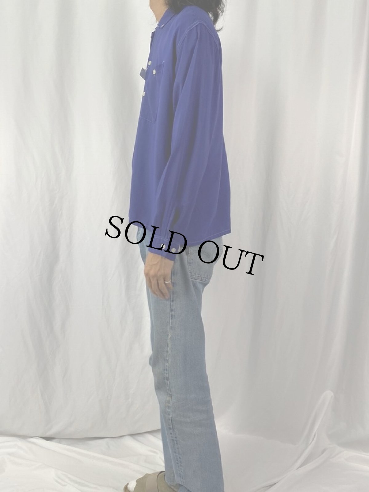 画像3: 50's New Era オープンカラー ボタンダウンレーヨンシャツ L (3)