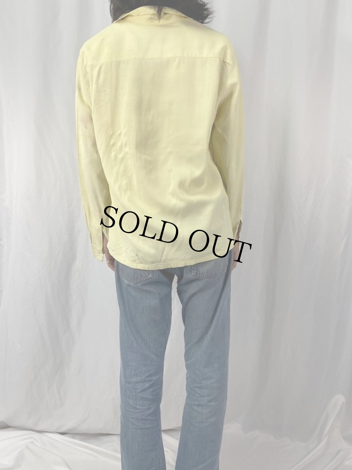 画像4: 50's Da Vinci コットンレーヨン オープンカラーシャツ L (4)