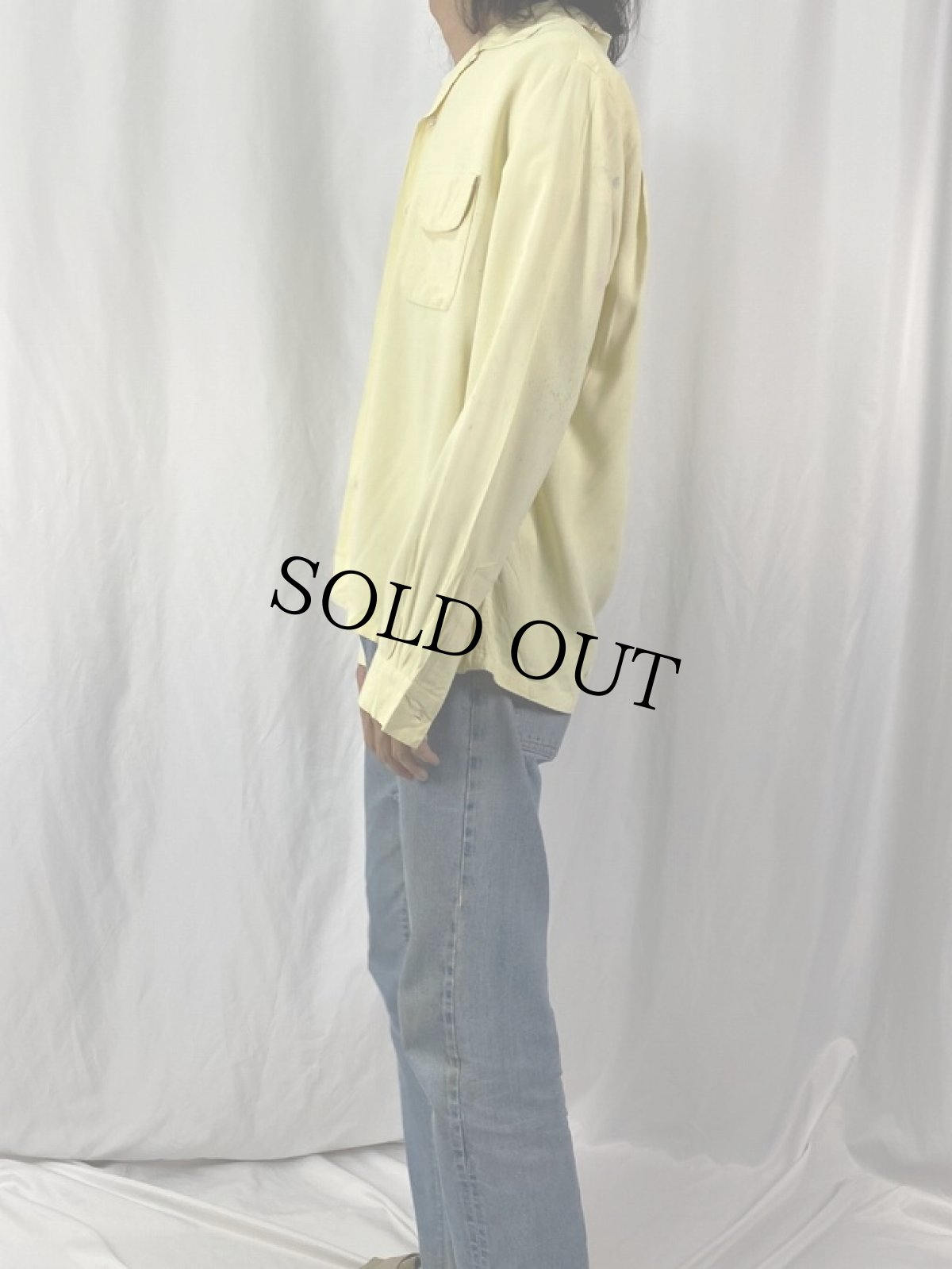 画像3: 50's Da Vinci コットンレーヨン オープンカラーシャツ L (3)