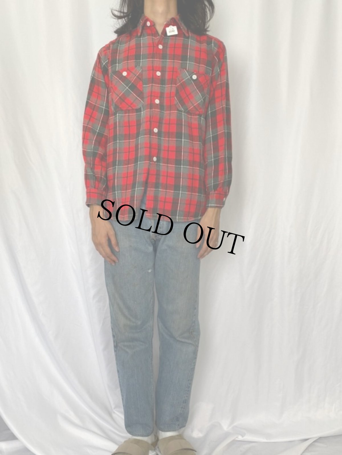 画像2: 60's BIGMAC マチ付き チェック柄 ヘビーネルシャツ M (2)