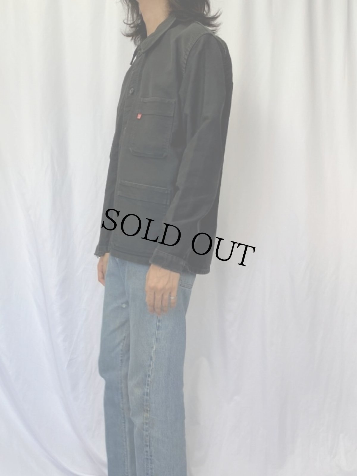 画像3: FRANCE ADOLPHE LAFONT ブラックモールスキン ワークジャケット (3)