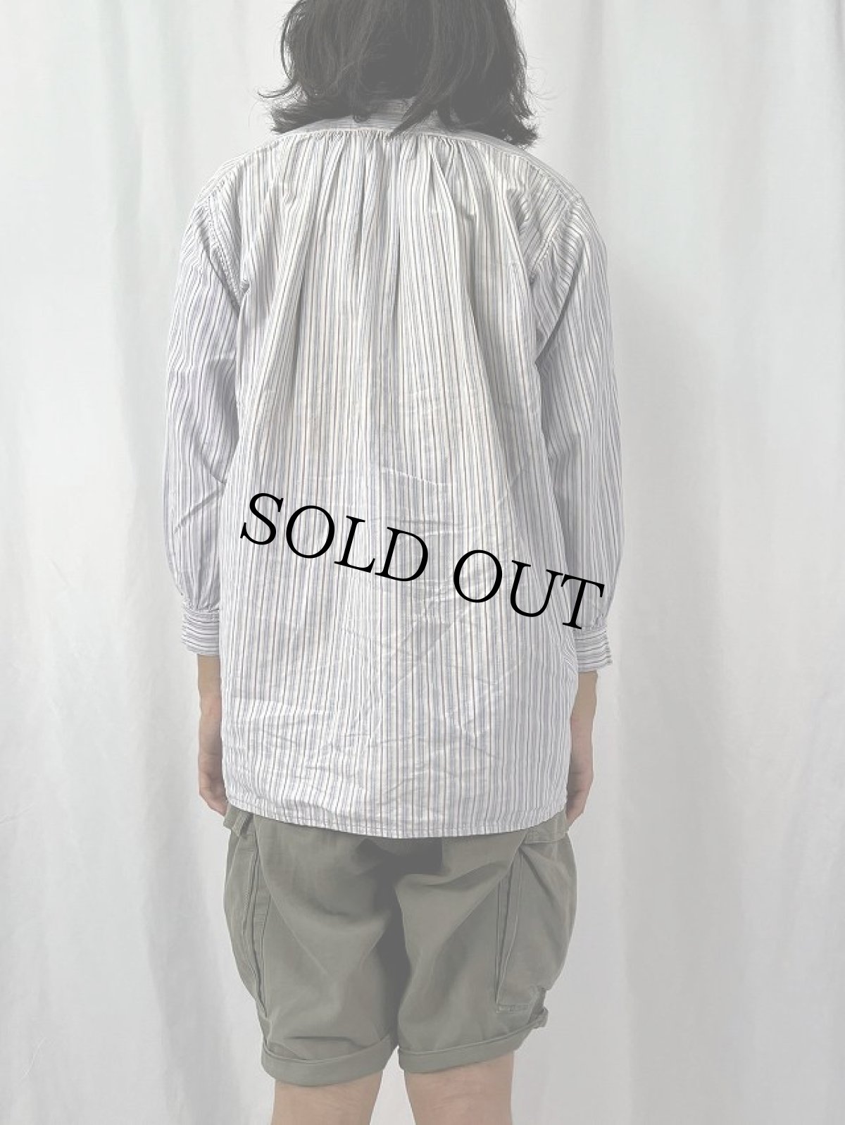 画像4: 40〜50's EURO ストライプ柄 グランパシャツ (4)