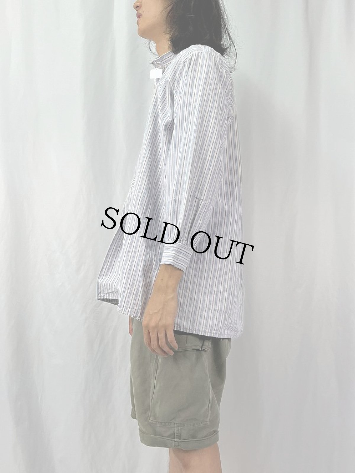 画像3: 40〜50's EURO ストライプ柄 グランパシャツ (3)