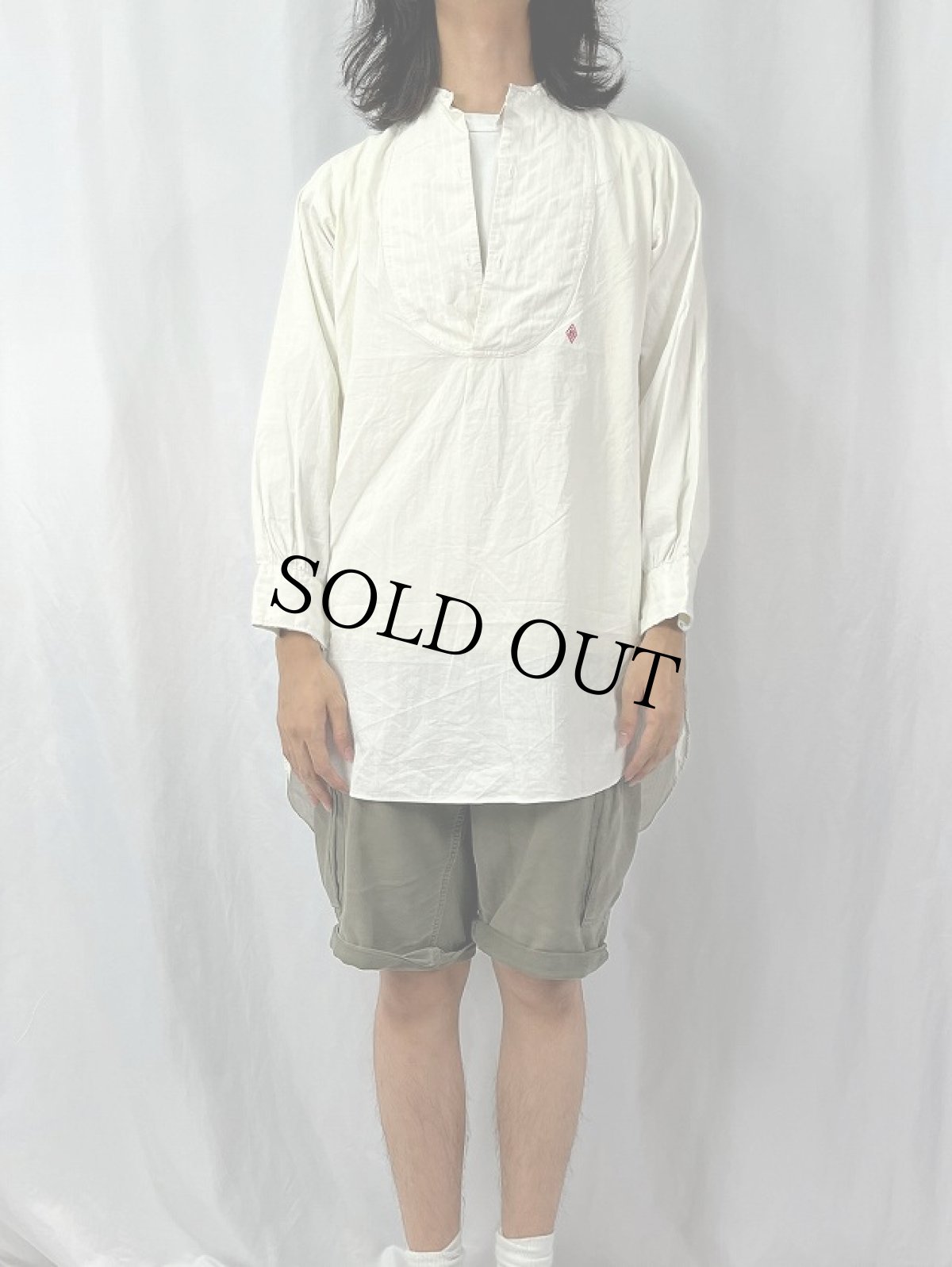 画像2: 〜30's "イカ胸×ダブルカフス×デタッチャブルカラー×マチ付き" ドレスシャツ (2)