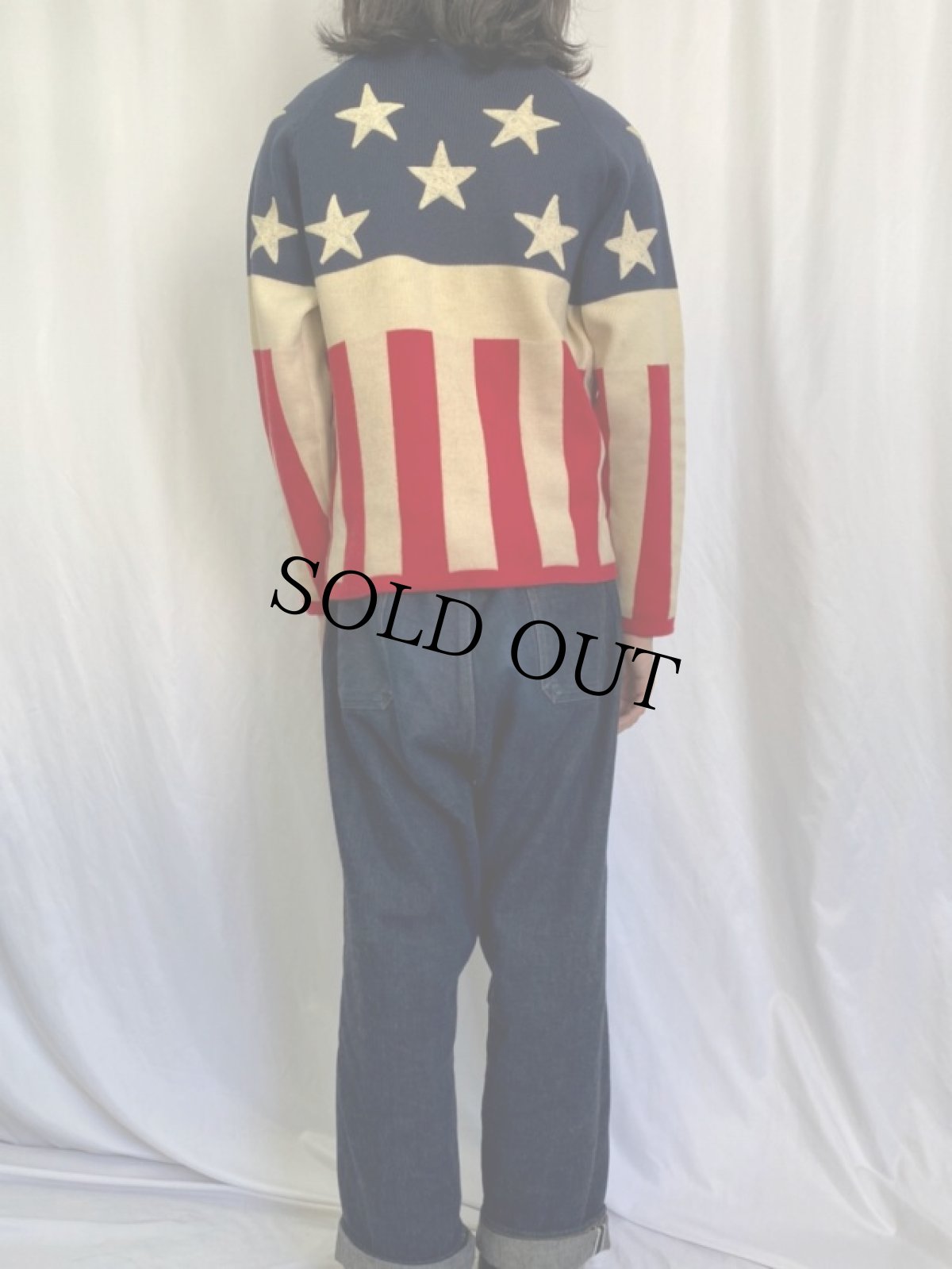 画像4: 70's Lido 星条旗柄 ウールニットセーター L (4)