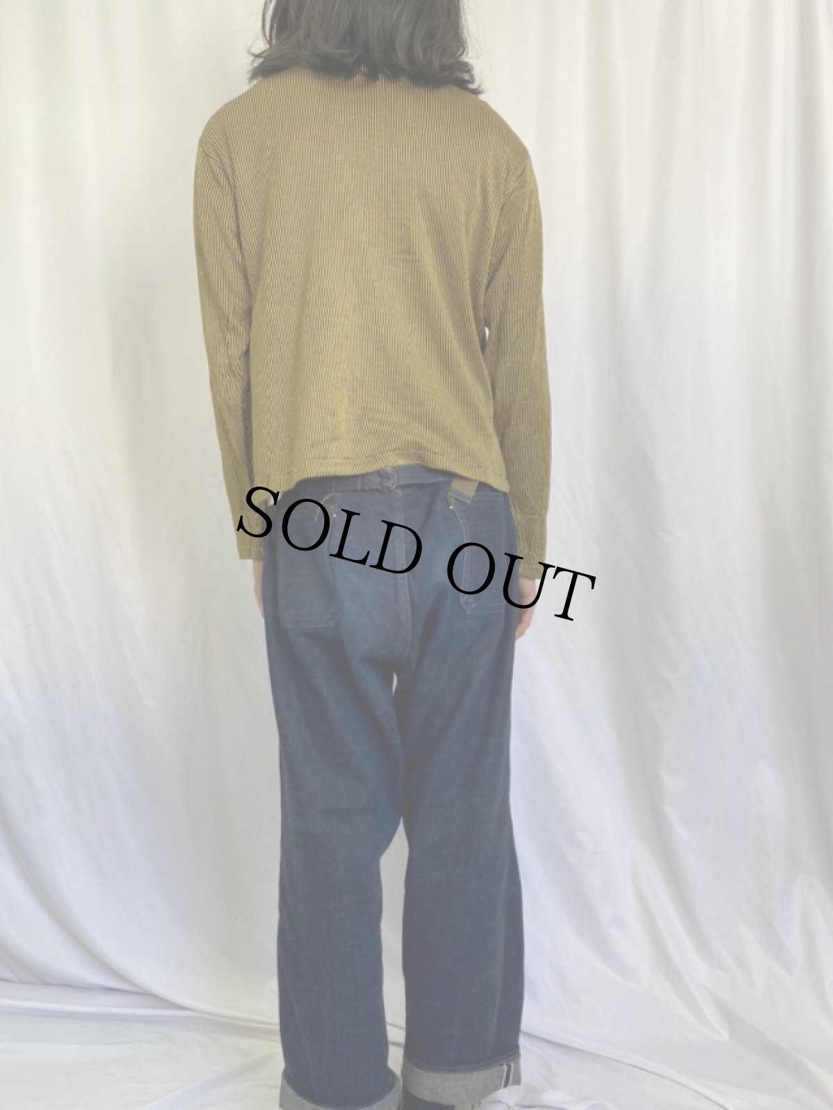 画像4: 60's NATIONAL USA製 ストライプ柄 タートルネック リブニットセーター L (4)