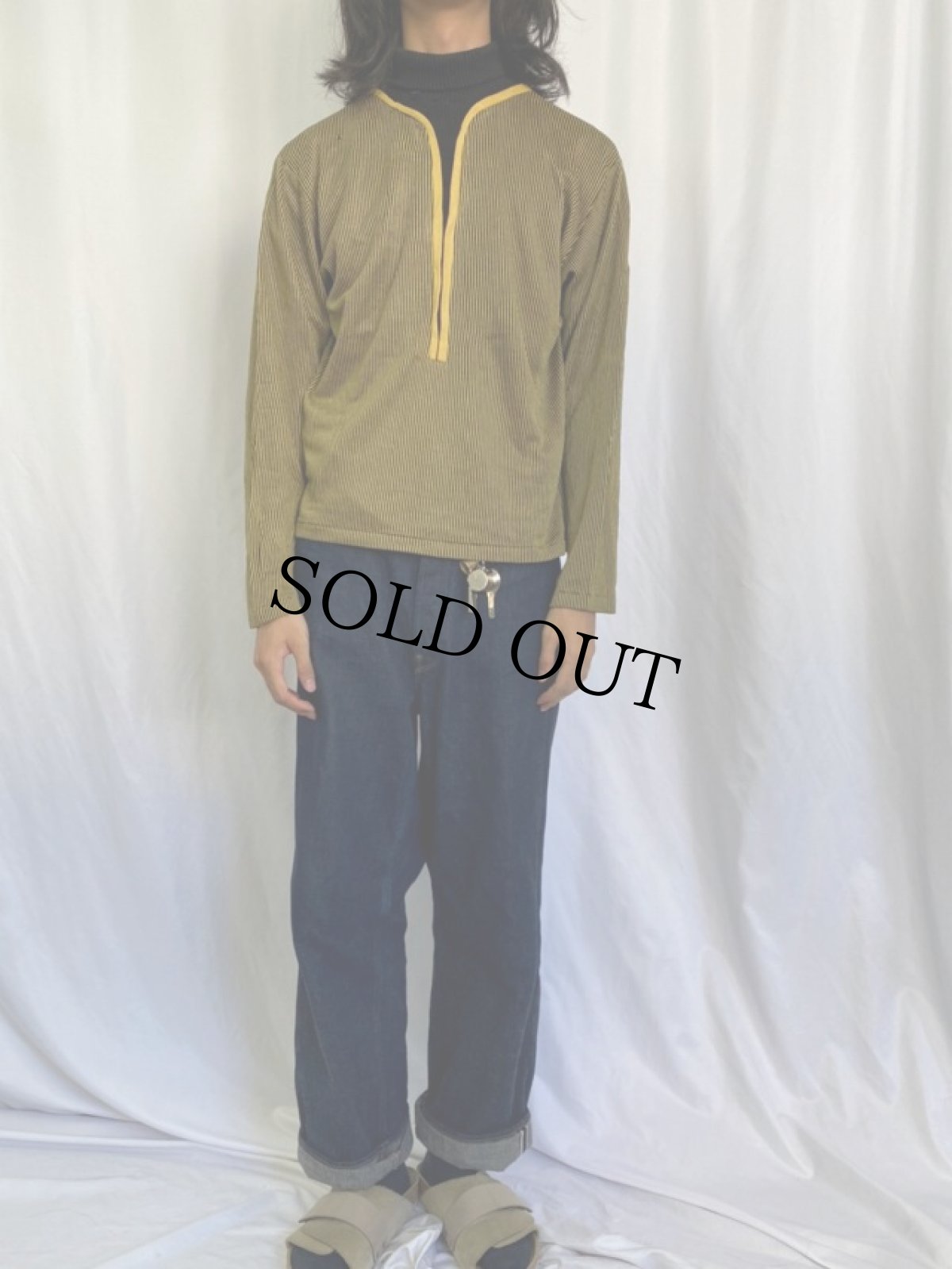 画像2: 60's NATIONAL USA製 ストライプ柄 タートルネック リブニットセーター L (2)