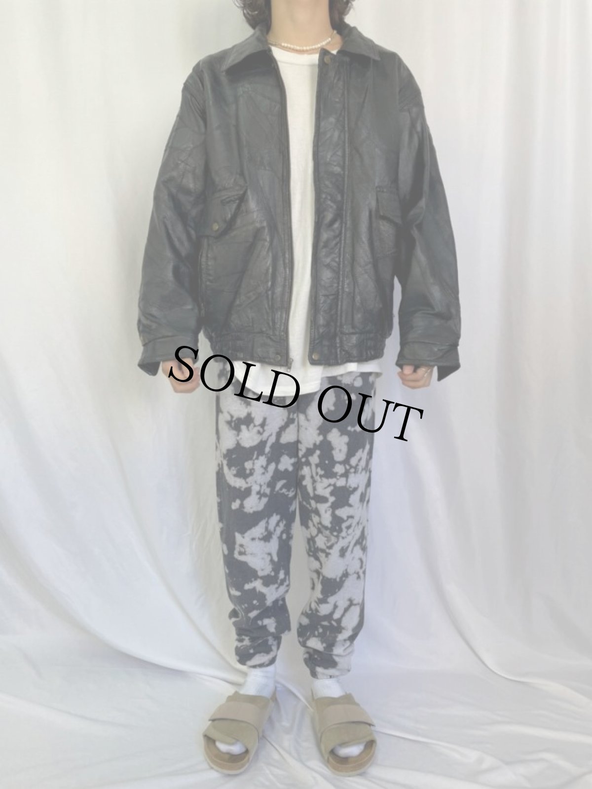 画像2: CELLINI パッチワークレザージャケット L (2)