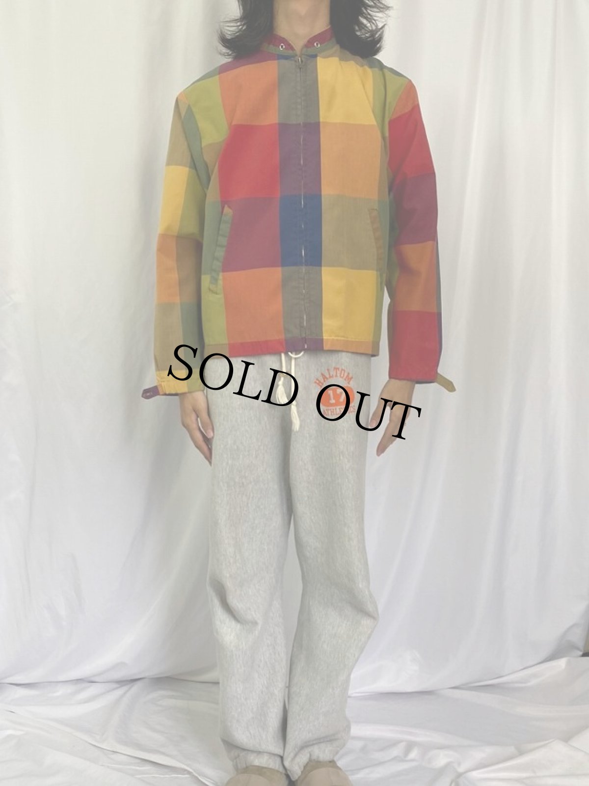 画像2: 60's チェック柄 コットンスポーツジャケット (2)