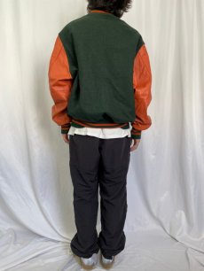 画像4: 90's Holloway USA製 パッチ付き ウール×レザースタジャン XL (4)