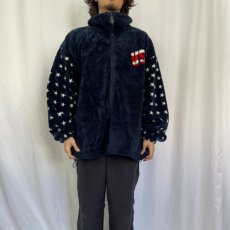 画像2: 90's milton funwear CANADA製 星条旗柄 フリースジャケット NAVY XL (2)