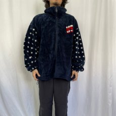 画像2: 90's milton funwear CANADA製 星条旗柄 フリースジャケット NAVY XL (2)