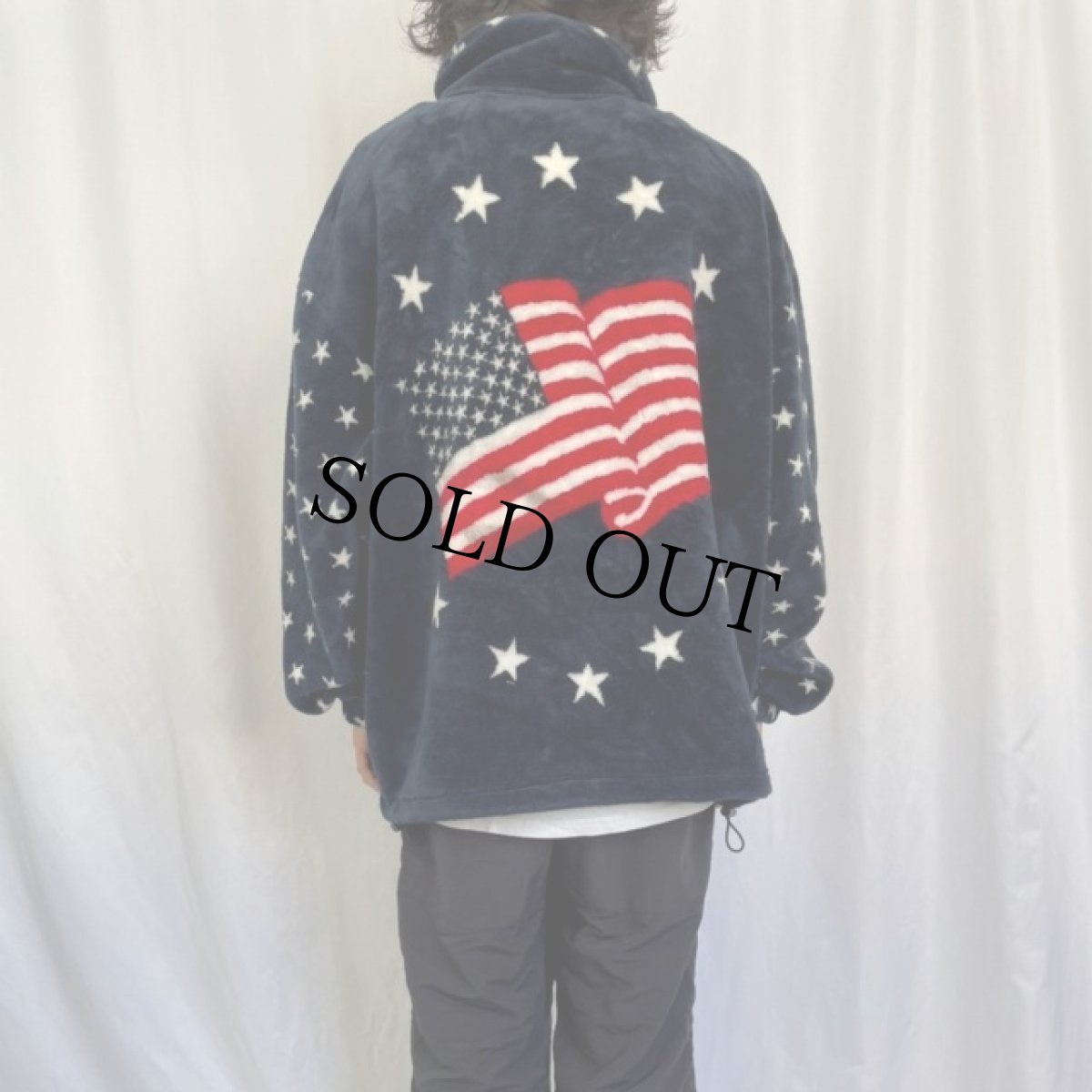 画像3: 90's milton funwear CANADA製 星条旗柄 フリースジャケット NAVY XL (3)