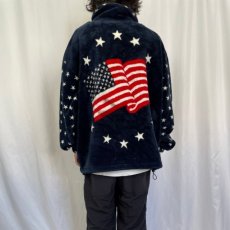 画像3: 90's milton funwear CANADA製 星条旗柄 フリースジャケット NAVY XL (3)