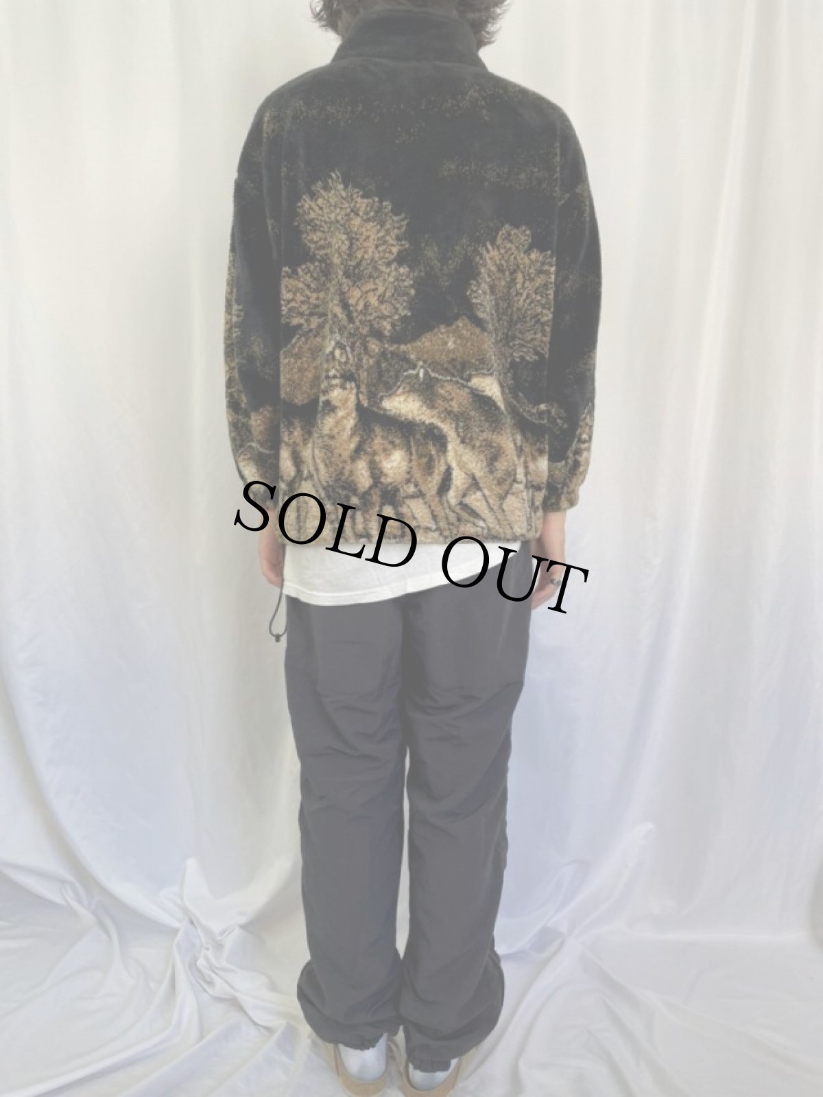 画像4: 90's〜 オオカミ柄 フリースジャケット (4)