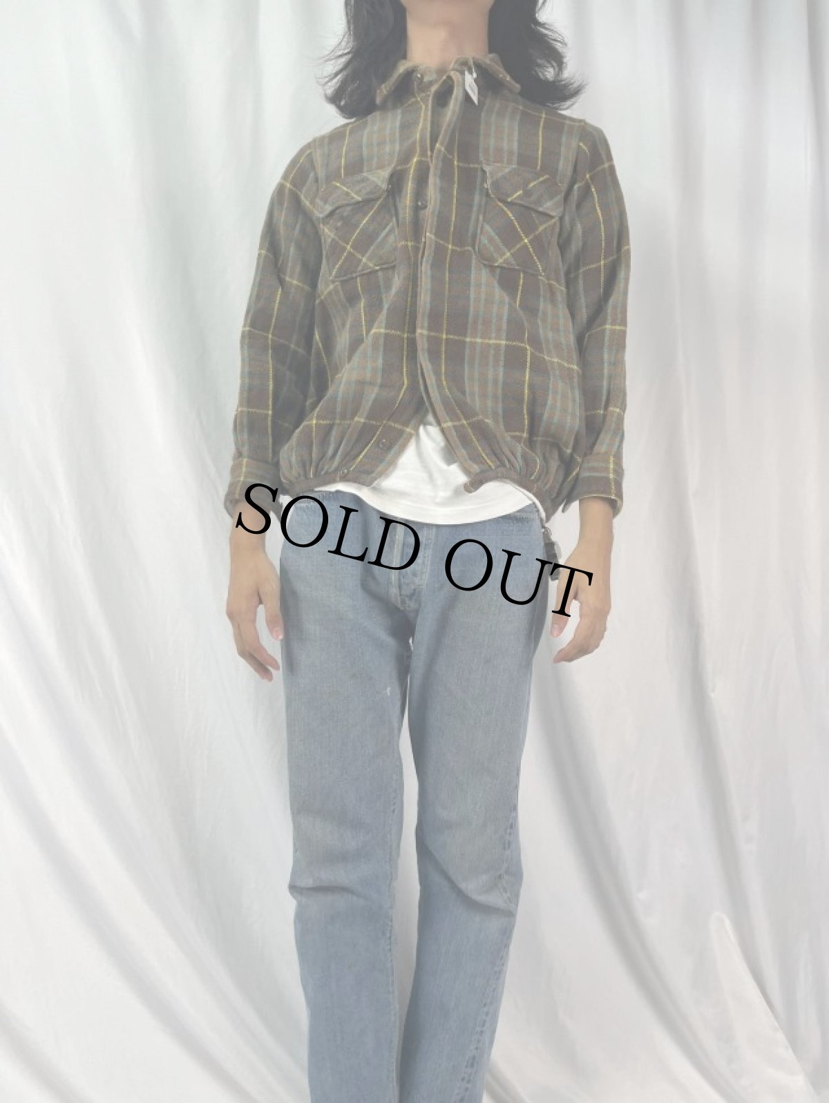 画像2: KAPITAL チェック柄 ネルシャツブルゾン S (2)