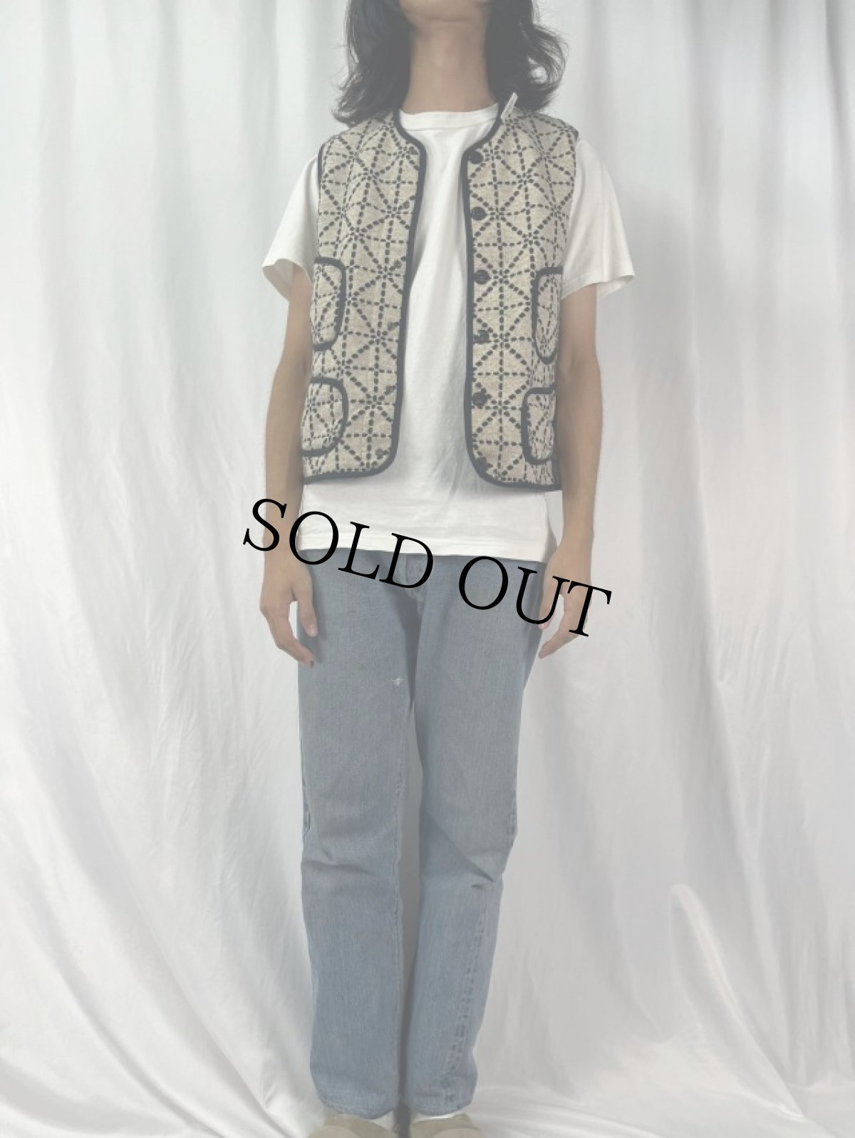 画像2: KAPITAL 道着刺し子 ビーチ裏毛ベスト M (2)