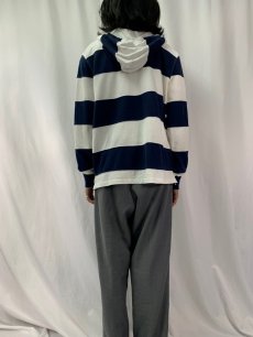 画像4: POLO Ralph Lauren フード付き ボーダー柄鹿の子ラガーシャツ L (4)