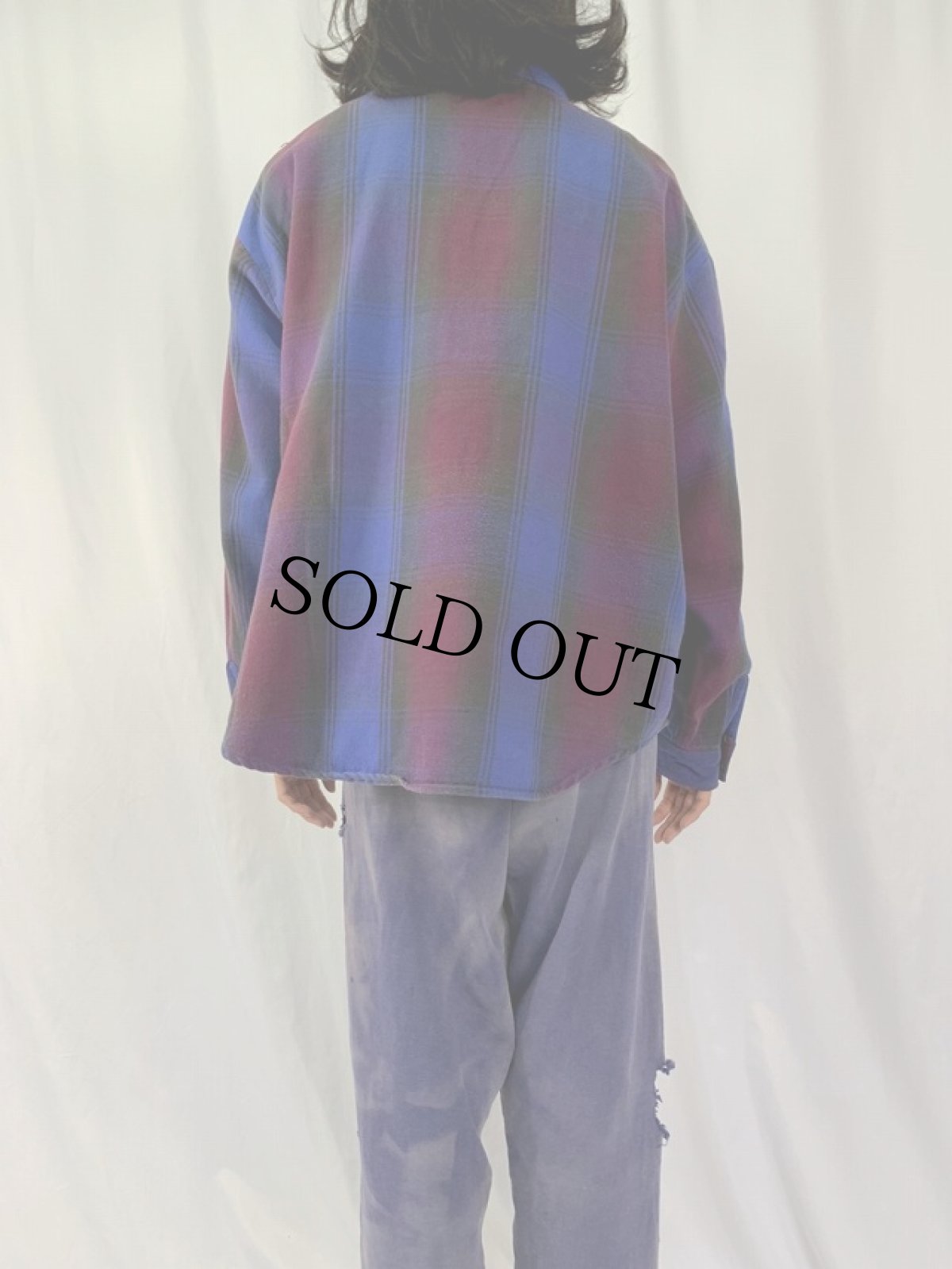 画像4: 70〜80's FIVE BROTHERS USA製 オンブレーチェック柄 ヘビーネルシャツ 2XL (4)