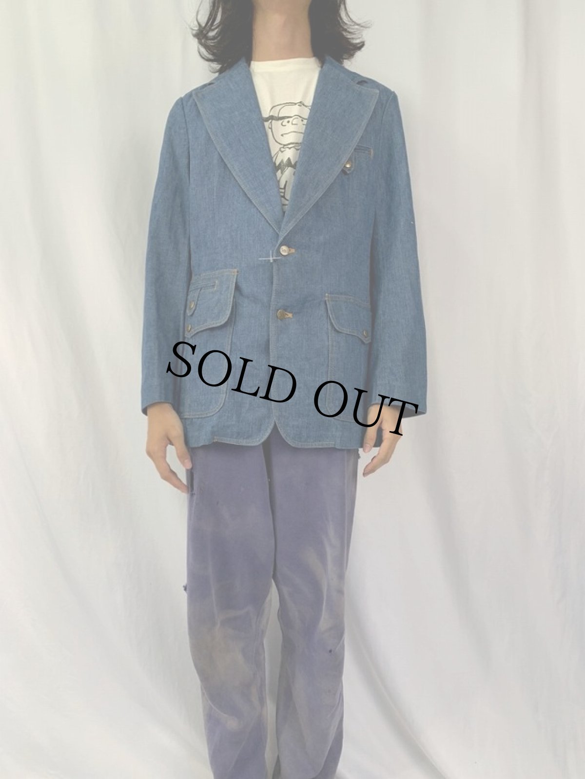 画像2: 70's Lee デザイン デニムテーラードジャケット (2)