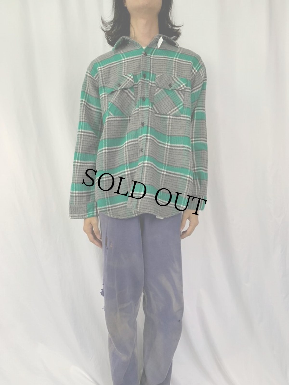 画像2: 70's〜 P-N-H チェック柄 ヘビーネルシャツ 17 (2)