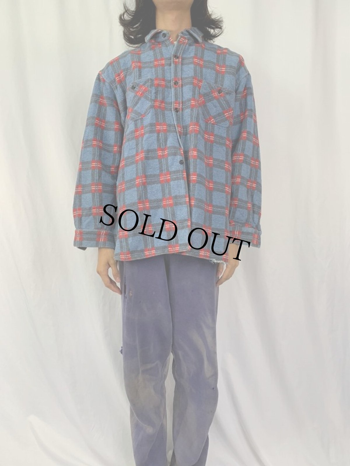 画像2: VINTAGE チェック柄 マチ付きヘビーネルシャツ 10 (2)