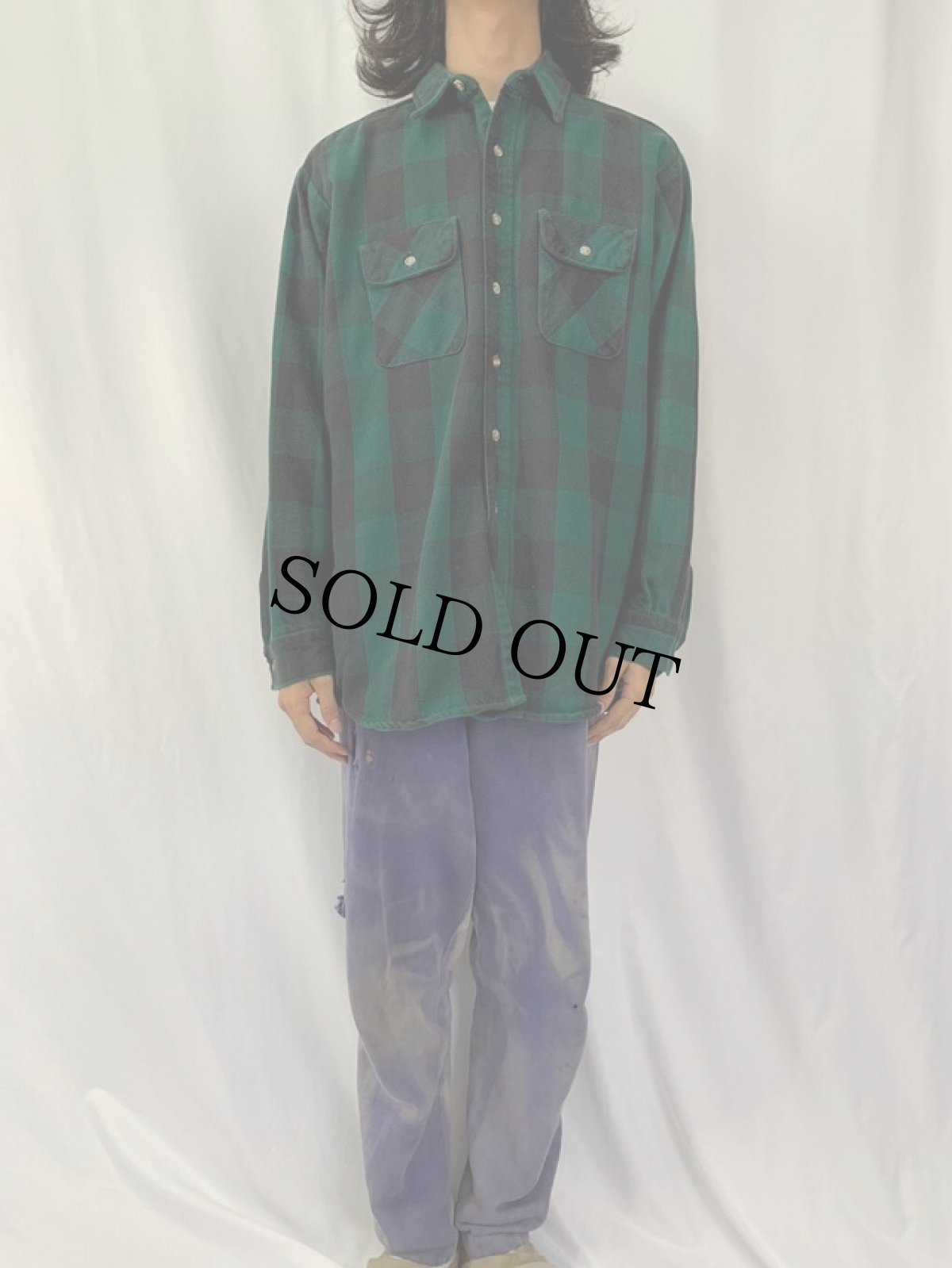 画像2: FIVE BROTHERS ブロックチェック柄 ヘビーネルシャツ XL (2)