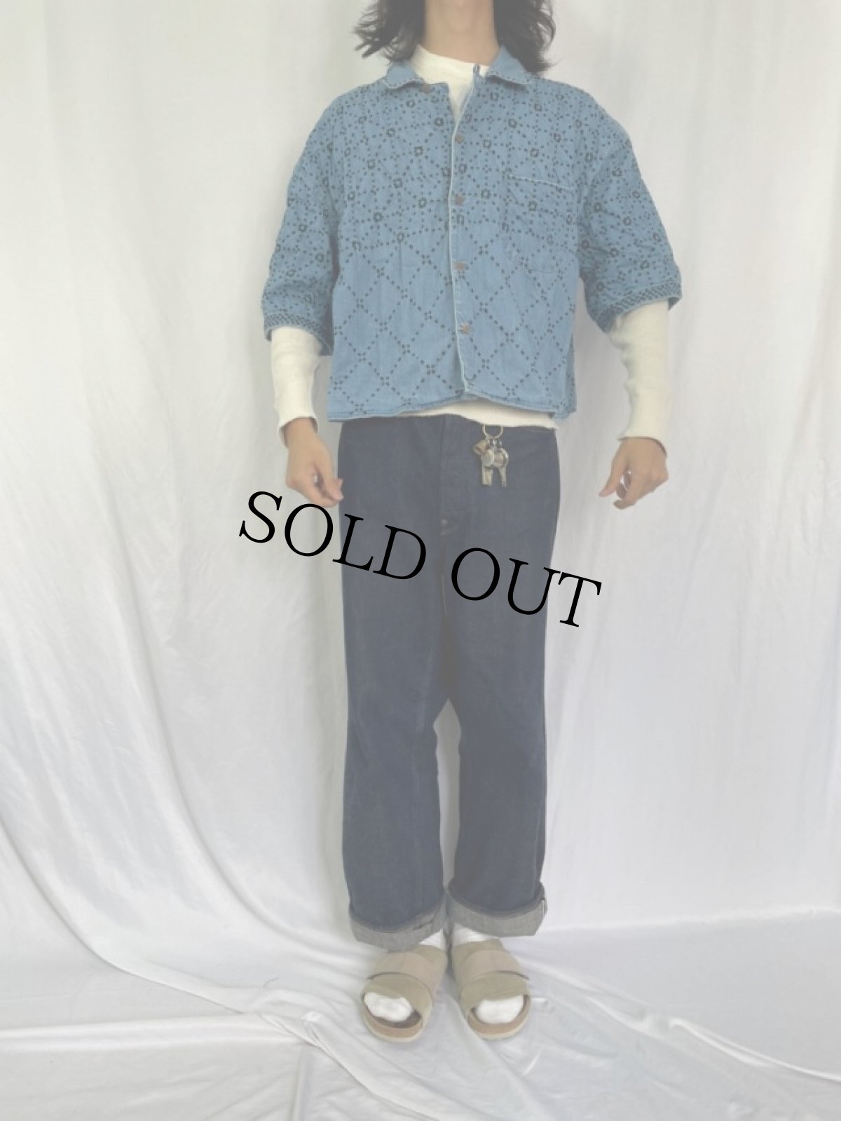 画像2: KAPITAL 道着刺し子 デニムシャツ S (2)