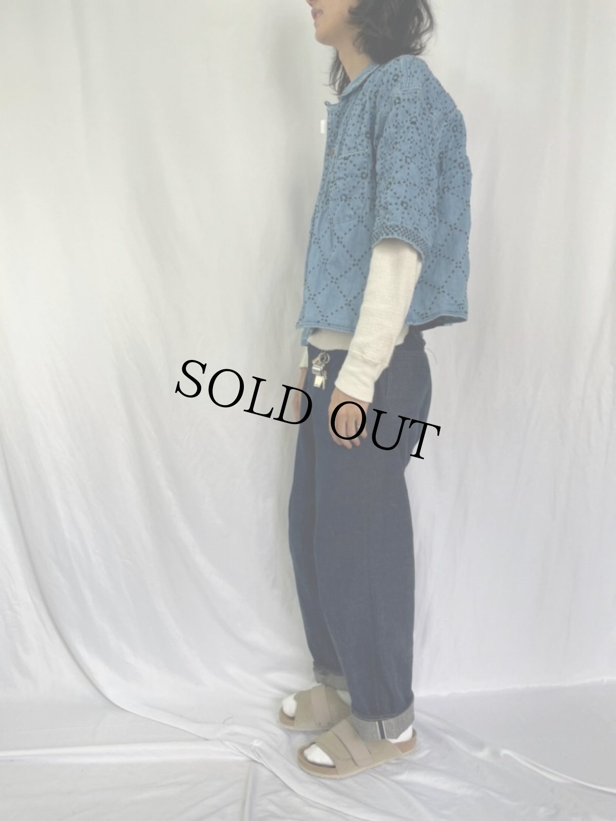 画像3: KAPITAL 道着刺し子 デニムシャツ S (3)