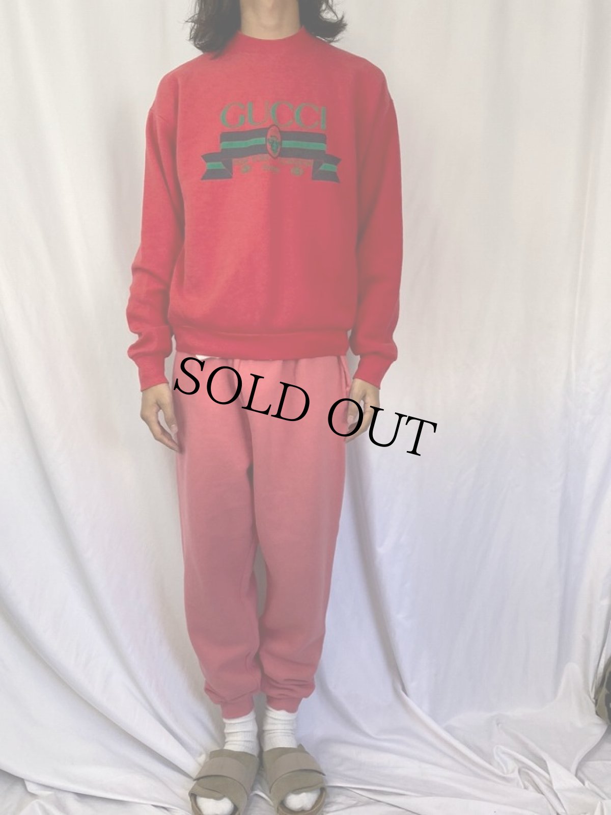 画像2: 90's USA製 ブート GUCCI ロゴプリントスウェット L (2)