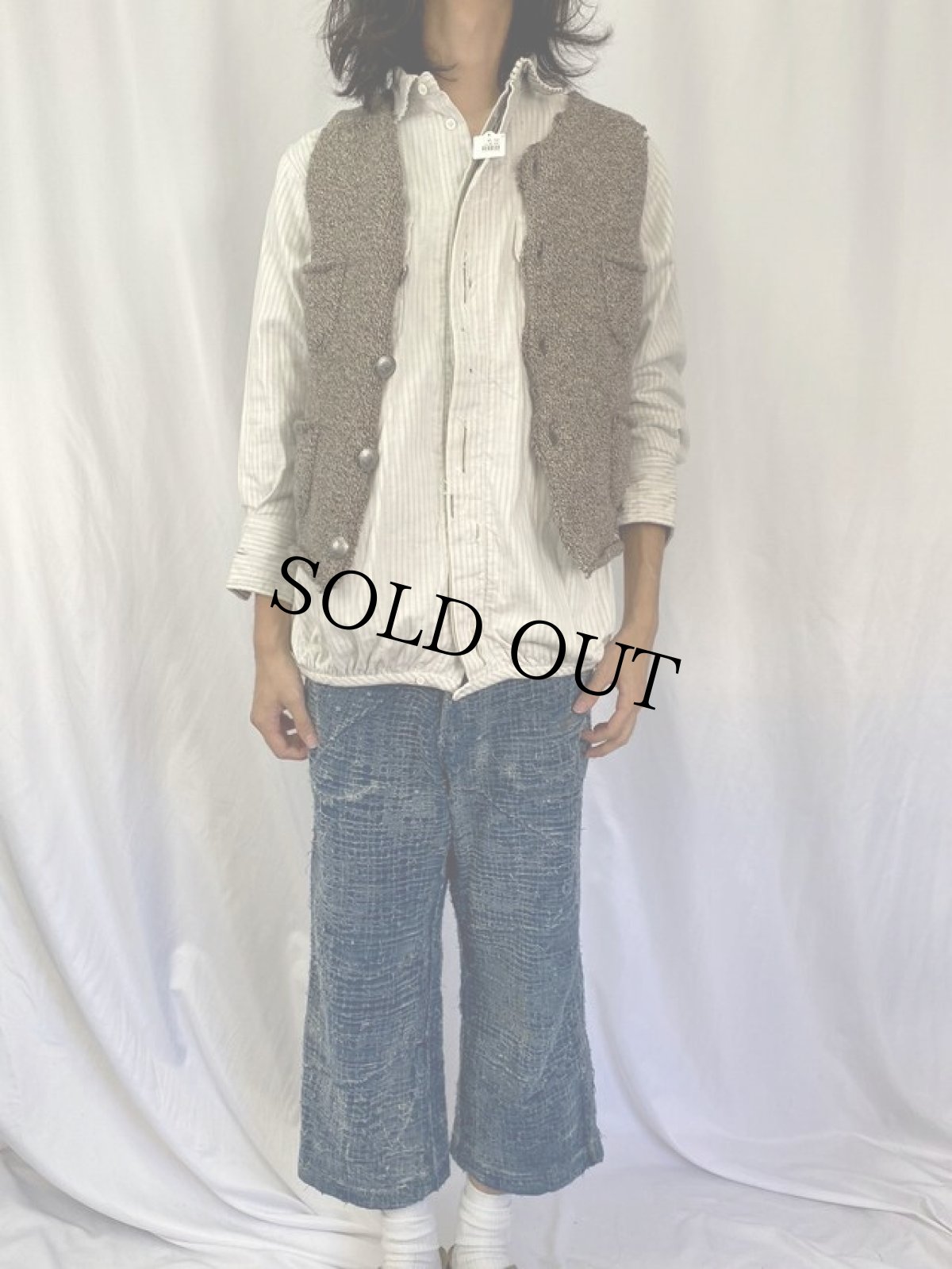 画像2: KAPITAL コンチョボタン ウールベスト S (2)