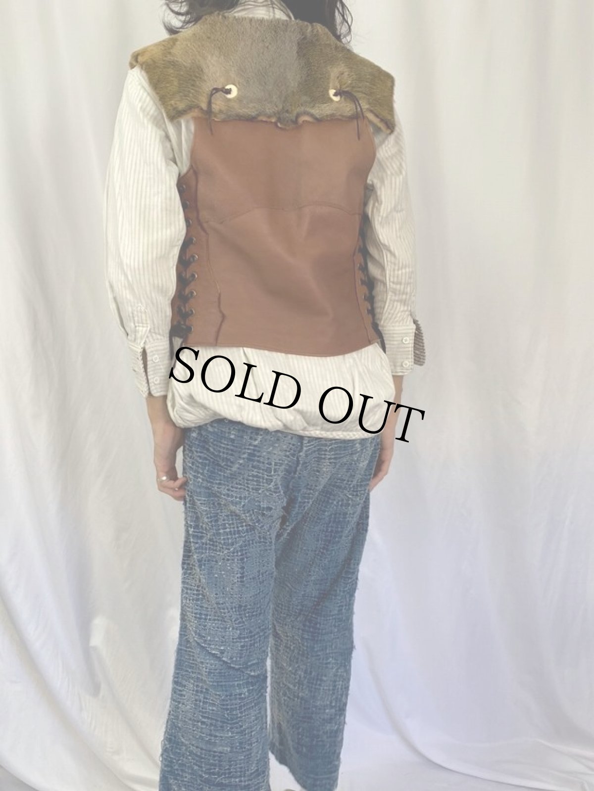 画像4: ハンドメイド ファー×レザーベスト (4)