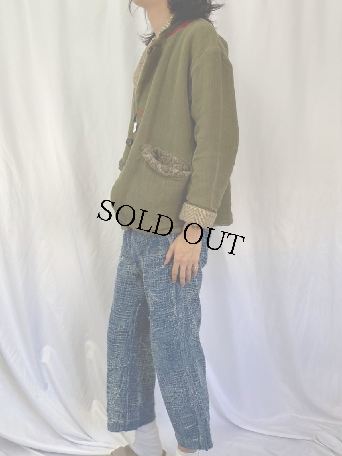 画像3: KAPITAL コットンリネン ボアポケット デザインジャケット M (3)