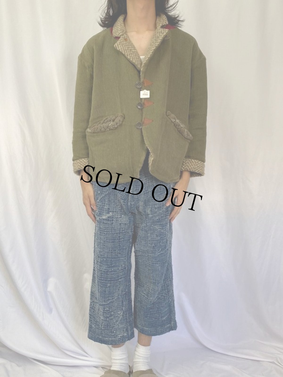 画像2: KAPITAL コットンリネン ボアポケット デザインジャケット M (2)