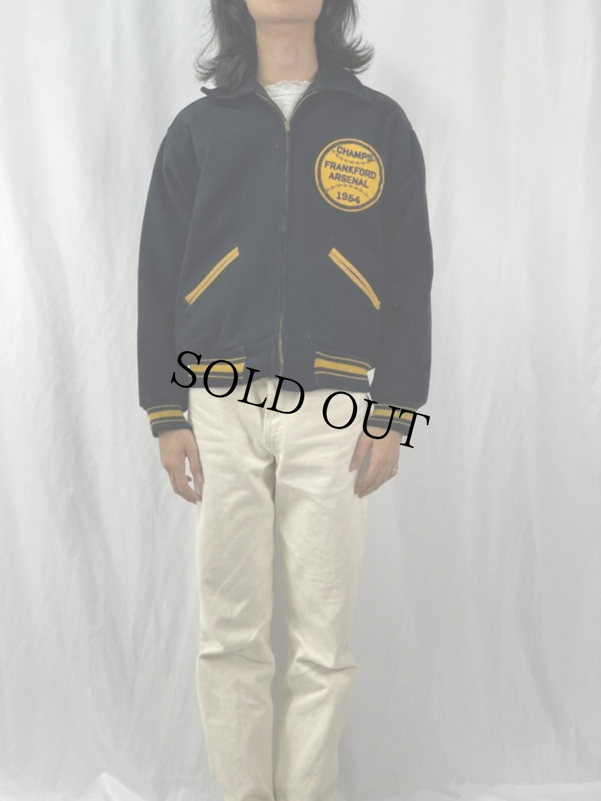 画像2: 50's M&H Sport Stores "CHAMPS FRANKFORD ARSENAL" ウールスポーツジャケット 42 (2)