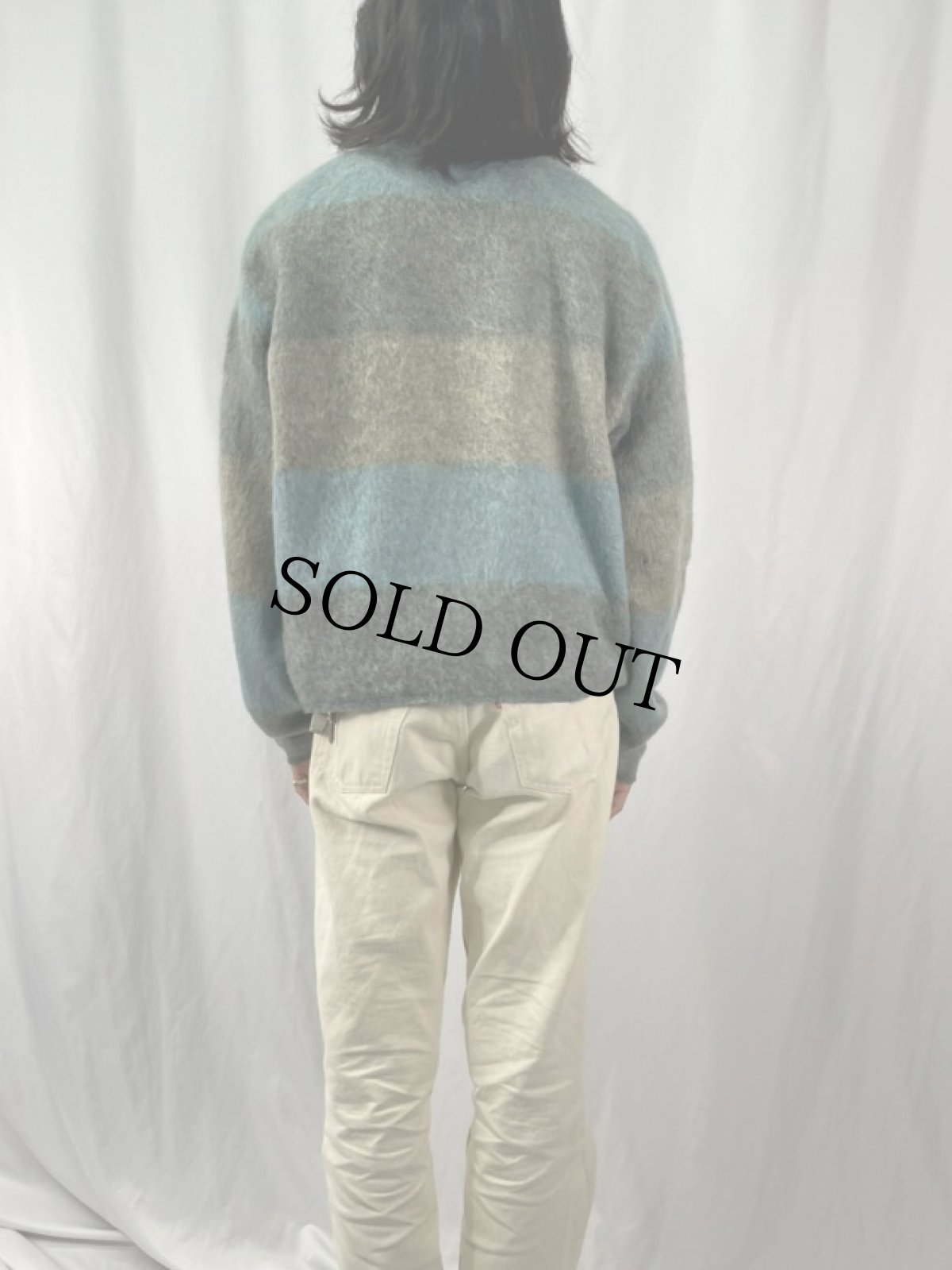 画像4: 60's SEARS SPORTSWEAR ボーダー柄 モヘアニットカーディガン L (4)