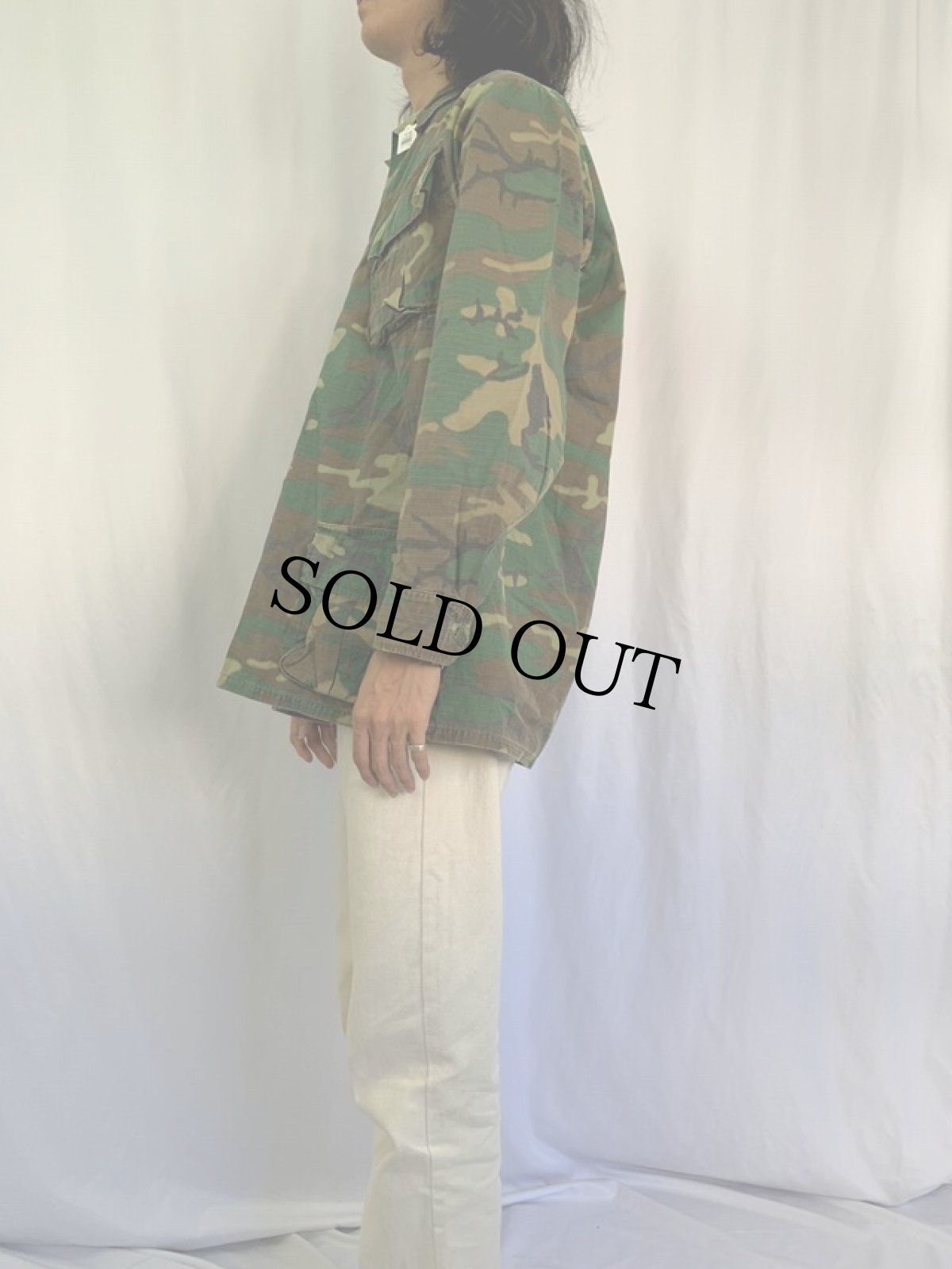 画像3: 70's U.S.ARMY ERDL迷彩 "MIXリーフ" リップストップ ファティーグジャケット 4th MEDIUM-LONG (3)