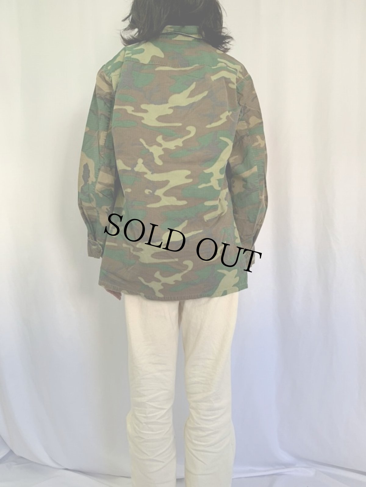 画像4: 70's U.S.ARMY ERDL迷彩 "MIXリーフ" リップストップ ファティーグジャケット 4th MEDIUM-LONG (4)