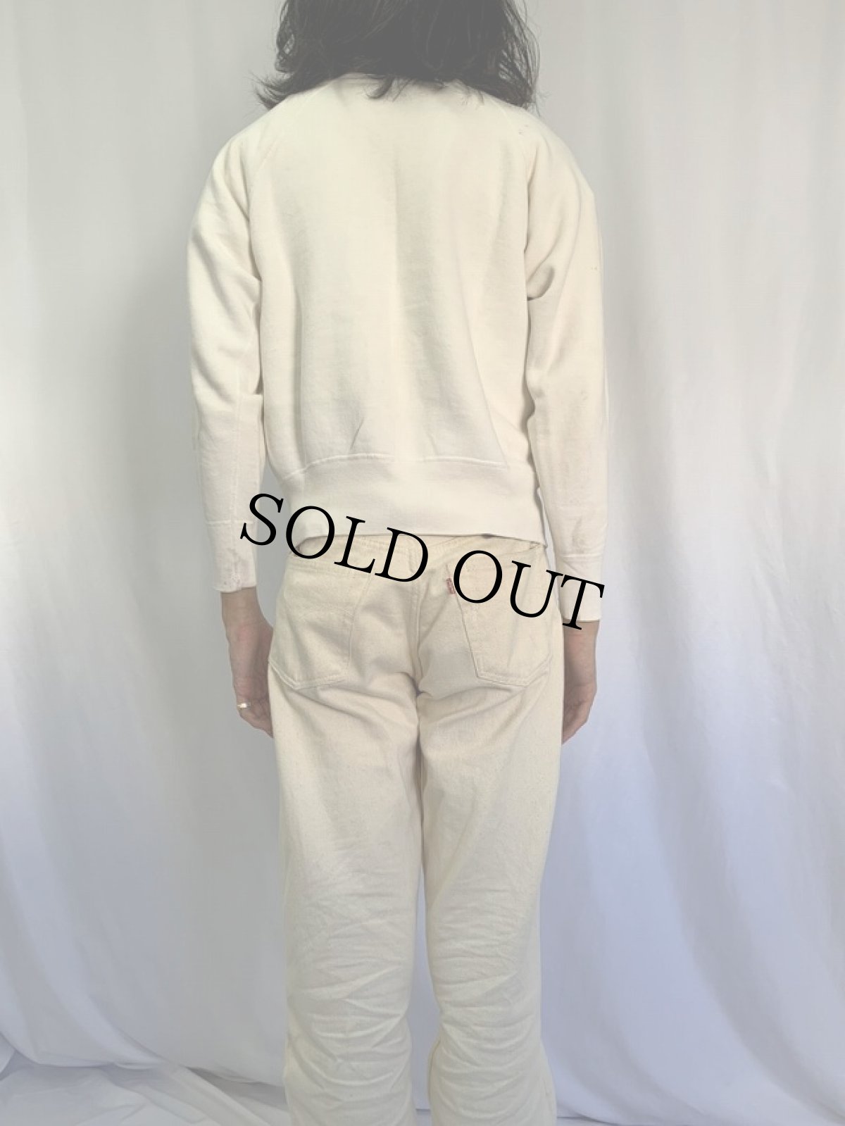 画像4: 50's Champion USA製 ランタグ "BLOOMSBURG STATE" ラグランスウェット L (4)