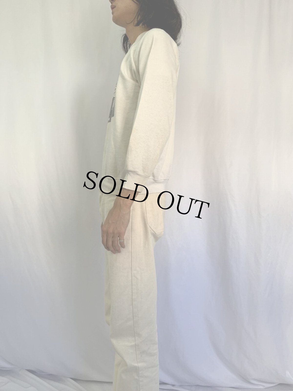 画像3: 80's USA製 月イラストプリント ラグランスウェット M (3)