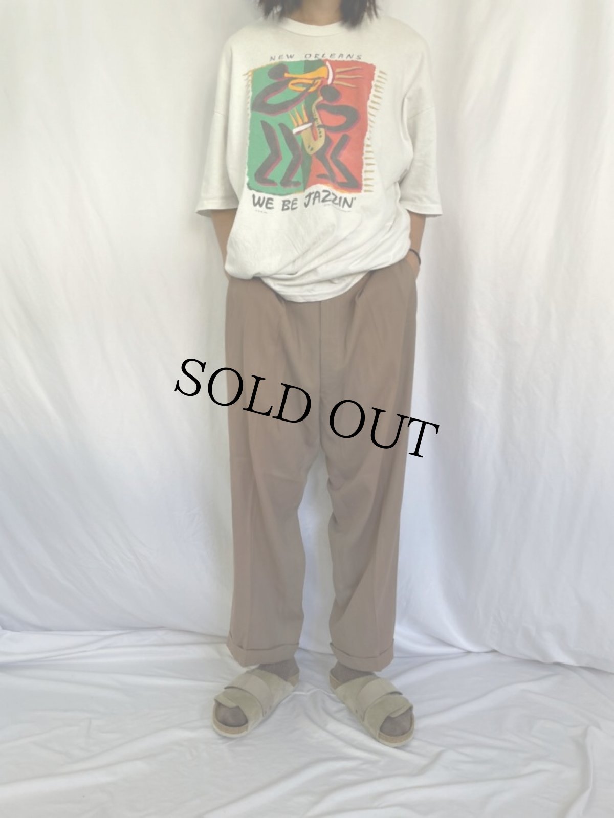 画像2: 50's レーヨンギャバジン 2タックスラックス W33 (2)