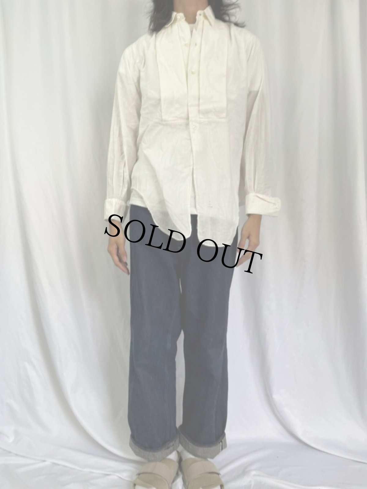 画像2: 50's Wilson Brothers イカ胸×ダブルカフス コットンドレスシャツ (2)